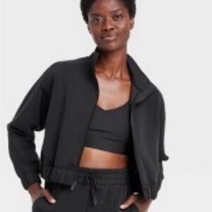 NWT~ All in Motion sz XXL BLACK Airy Sleek Full Zip Jacket Super Soft hip Gym